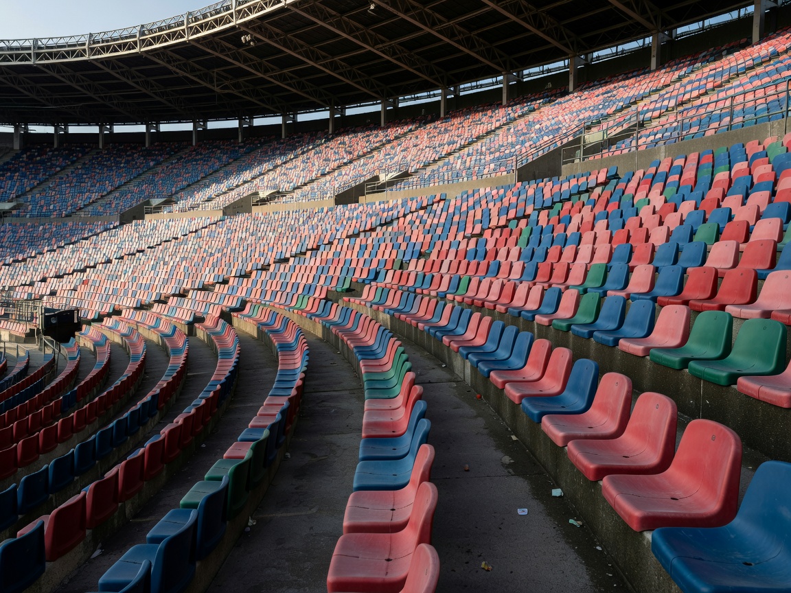 Wide angle view of empty stadium seating